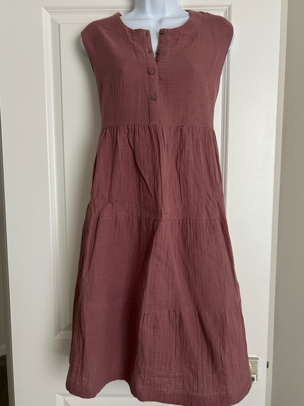 NWT COLUMBIA Crimson Point FS Breezy Sleeveless Dusty Rose Tiered Dress Medium